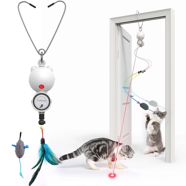 FeelNeedy Interactive Cat Toys for Indoor Cats, 2 in 1 Automatic Laser Teaser Cat Toy, USB Rechargeable Self Play Toy for Cats and Kittens, White - Walmart.com