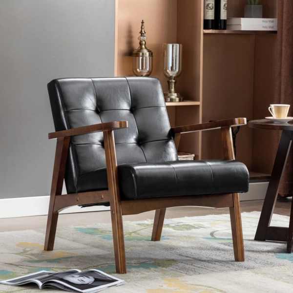 17 Stories Havva 21.65'' Wide Tufted Artificial Leather Mid-Century Modern Armchair & Reviews - Wayfair Canada