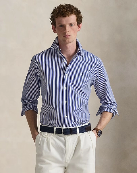 Slim Fit Striped Stretch Poplin Shirt