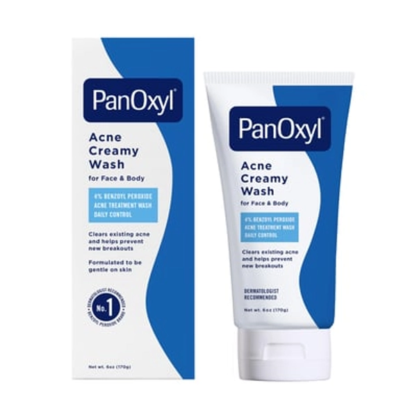 PanOxyl Antimicrobial Hydrating Acne Creamy Wash, 4% Benzoyl Peroxide, 6 Ounce 6 Ounce (Pack of 1)