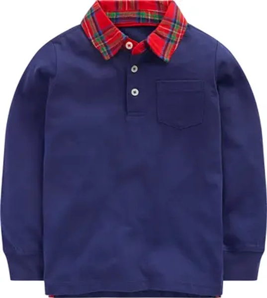 Kids' Plaid Collar Long Sleeve Polo