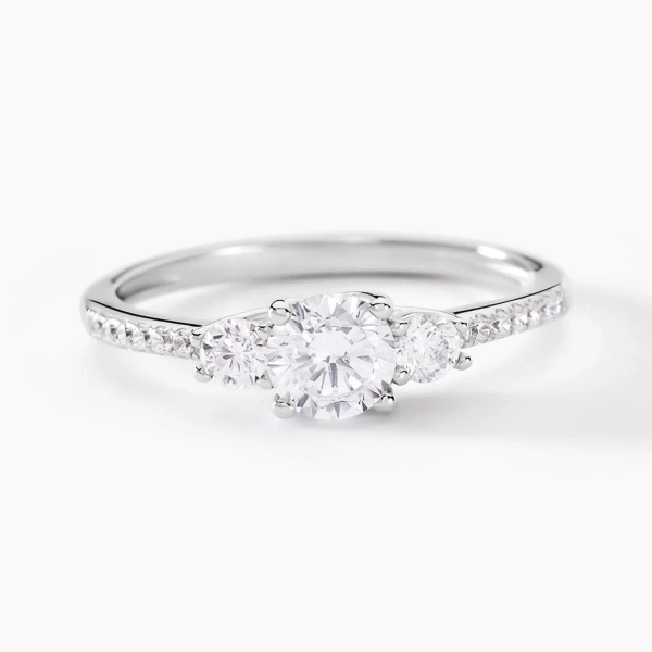 Bague Mallory Argent Blanc Oxyde De Zirconium - Pour Femme - Pierre en Oxyde de Zirconium de forme Ronde - Histoire d'Or