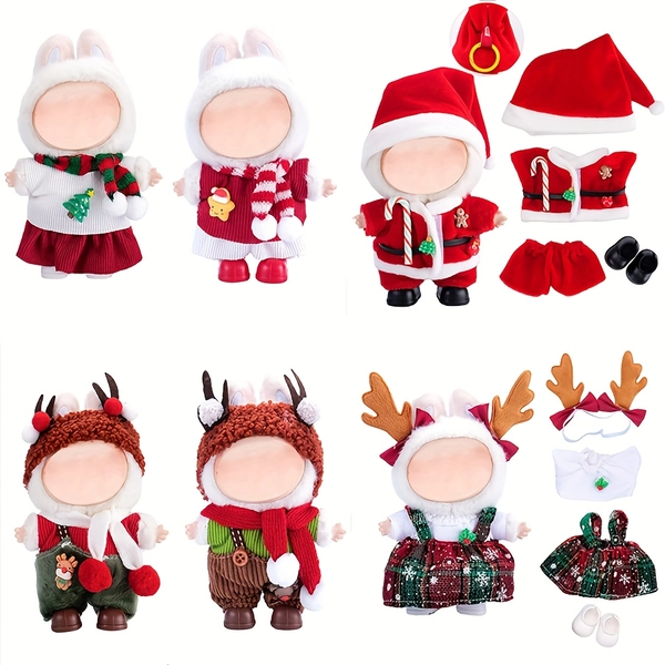 Clothes For LABUBU Doll, Doll Christmas Dress Up Clothes, Santa Claus Hats Clothes, Playing Showing Protecting Doll, Christmas Gifts For Kids, Handmade Doll Outfits, Doll Collectors, Christmas Shopper