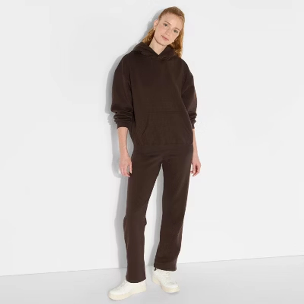 Women's Oversized Bubble Hem Hooded Sweatshirt - Wild Fable™ Espresso S