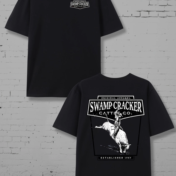 Men's Swamp Cracker Graphic T-Shirt - Florida Casual Tee with Swamp Cracker Cat Fish Design - Heavyweight 220gsm Cotton Shirt in Red - Everyday Summer Top for Outdoor Activities & Gifts, Leisure Clothing, Playful Print, Durable Casualwear