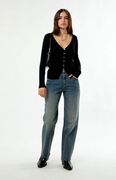 Jordyn Low Rise Straight Leg Jeans Dark Blue