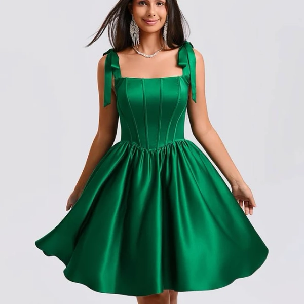 JJ's House Princess Square Satin Ball-Gown with Bow