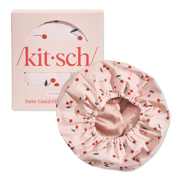 Satin-Lined Flexi Shower Cap - Cherry Print