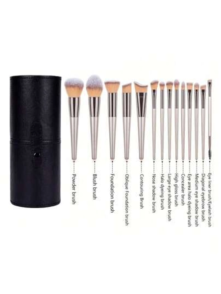 Champagne Gold 14 Series Makeup Brushes, Professional Dance Drama Makeup Brush Set, Including Makeup Brushes, Foundation Brushes, Blush Brushes, Contour Brushes, Flat Corner Brushes, Foundation Makeup Brushes, Flame Brushes, Nose Shadow Brushes, Blending Brushes, Eyeshadow Brushes, Detail Brushes, Concealer Brushes, Lip Brushes, Blend Brushes, Eyeliner Brushes, Soft Brushes, Makeup Travel Brush Set