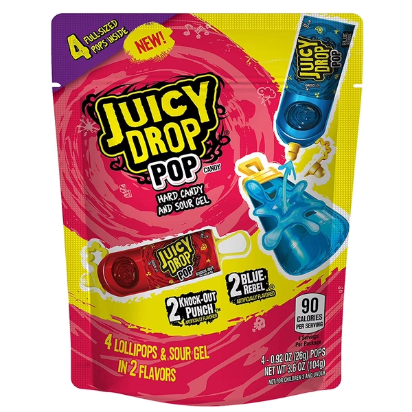 Juicy Drop Pop Variety Pack, Assorted Flavors Sweet Lollipops with Sour Liquid Candy, 0.92 Oz, 4 Count - Walmart.com