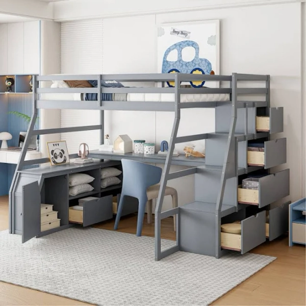 Loft Bed With Desk, 7 Drawers And 2 Shelves Brayden Studio