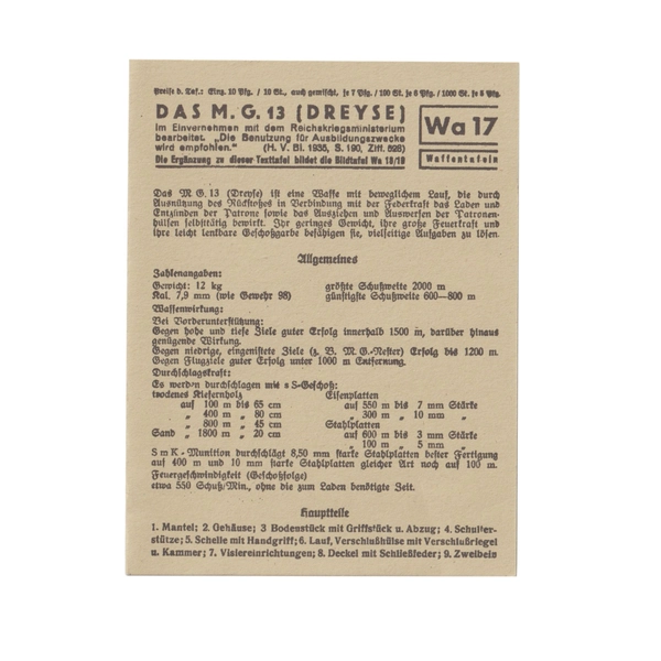 Waffentafeln Das Maschinengewehr 13 small info card