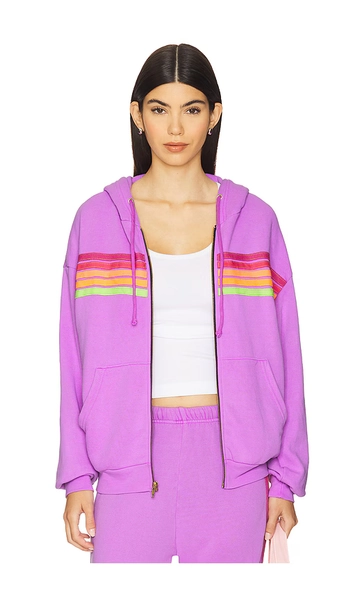 5 Stripe Relaxed Zip Hoodie