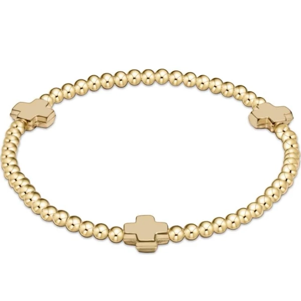 ENewton Design Enewton Design - Signature Cross Gold Pattern 3mm Bead Bracelet - Gold