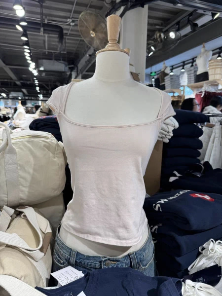 New Pink Sleeveless Slim T-shirt Woman Summer Roll Hem Square Collar Cotton Tee Shirt Sweet Preppy Style Cute Y2k Crop Top - AliExpress 200000345