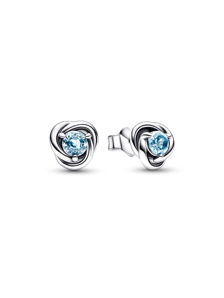 March Crystal Birthstone Eternity Circle Stud Earrings