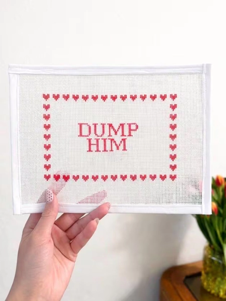 dump him needlepoint canvas