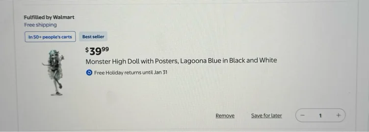 Monster High Doll with Posters, Lagoona Blue in Black and White