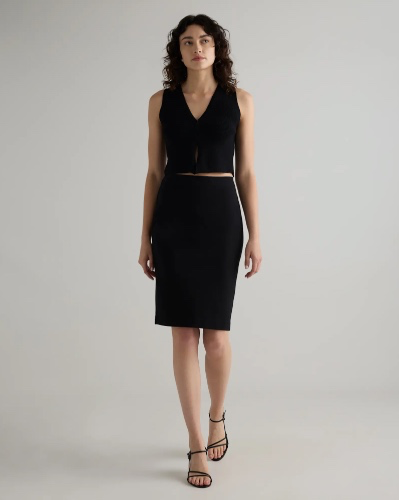 Ultra-Stretch Ponte Pencil Skirt in Black