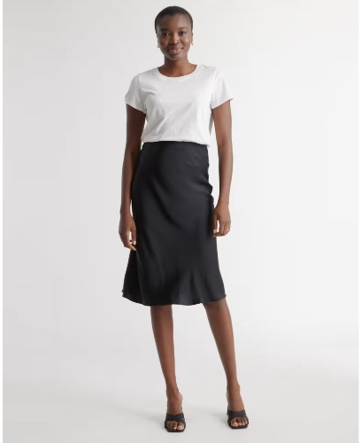 100% Washable Silk Skirt | Quince in Black