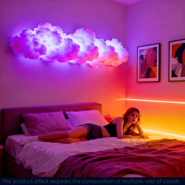 2M 3D Thunder Cloud Light/Dynamic RGB Color-Changing Ambient Lamp with Music Sync/USB Powered/Ideal for Bedroom, Living Room, Dorm, Party, Christmas, Halloween, All Holiday Occasions