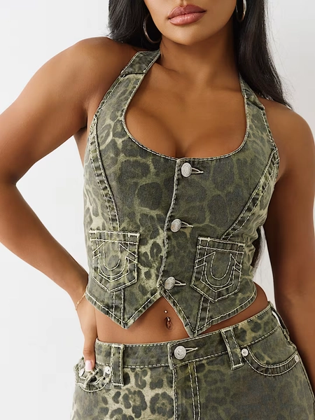 CAMO LEOPARD BIG T HALTER TOP