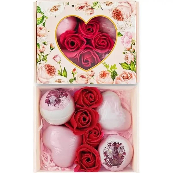 Valentines Bath Bombs Shower Steamers: Handmade Natural Bath Balls with Surprise for Women Gift Set - Relaxing Bubble Bathbombs Scented Rose Hearts