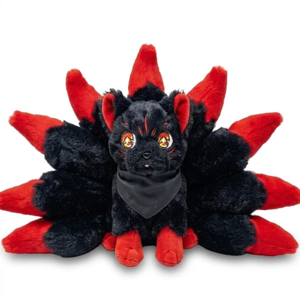 Kitsune - Red & Black Nine-Tailed Fox Plush - GameFox
