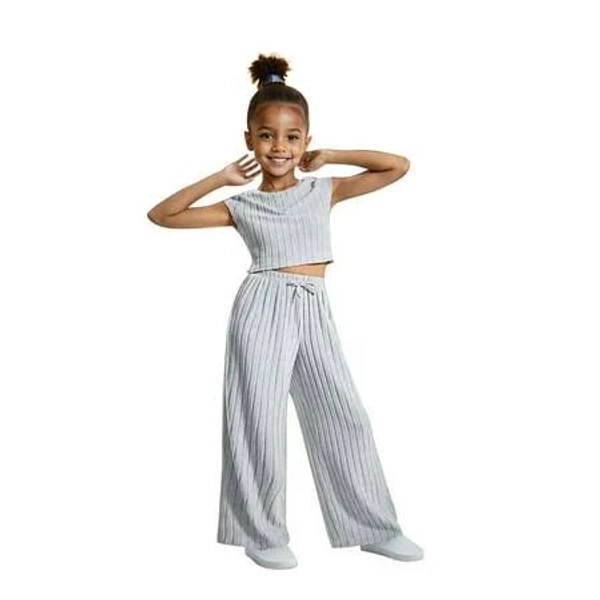 Little Girls Sleeveless Drawstring Ribbed Fashion Outfits