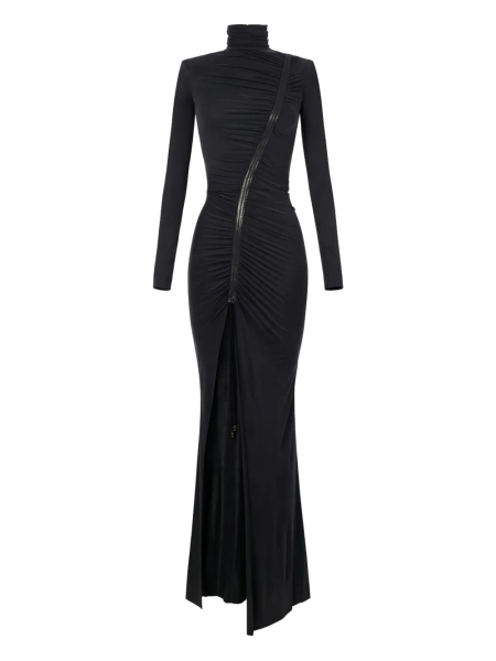 Elisabetta Franchi robe longue drapée à col montant | 46