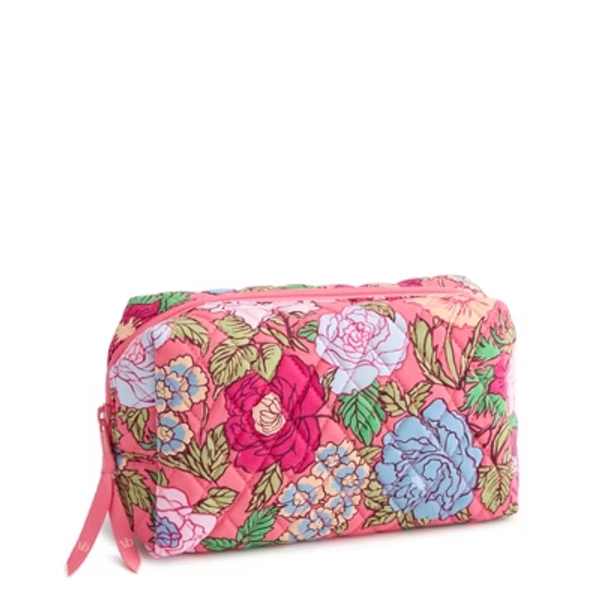 Vera Bradley Women's Outlet Cotton Essential Medium Cosmetic Bag Vibrant Gardenias