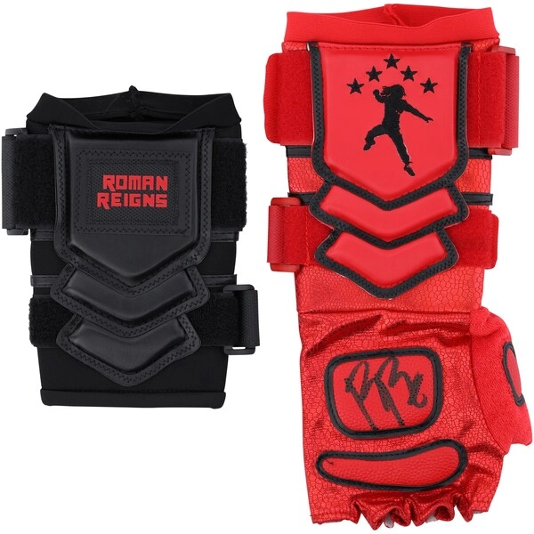 Roman Reigns WWE Autographed Red Replica Glove Set