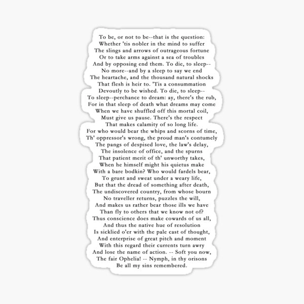 Hamlet's Soliloquy  Sticker