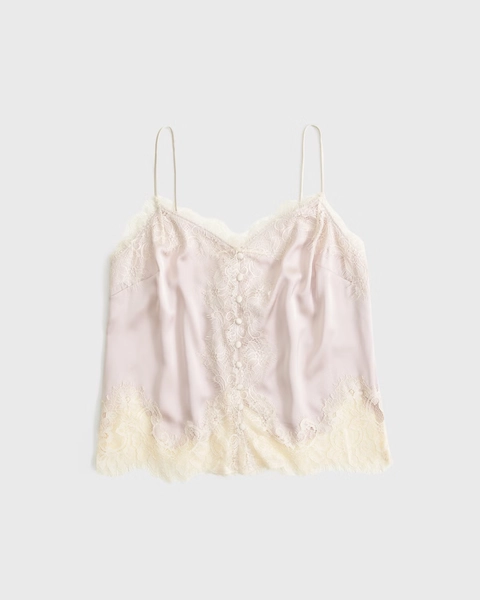 Lace and Satin Button-Through Cami