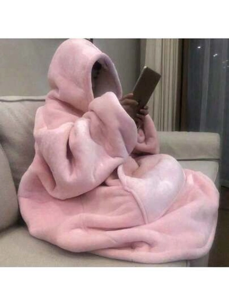 Thick Flannel Hooded TV Blanket With Sleeves,Ultra-Soft Sherpa Double-Sided Wearable Slouchy Blanket, Oversized Long Sleeve Fleece Blanket Jumpsuit,Flannel Pajamas, Tv Blanket, Cover Blanket, Tv Blanket, Outdoor Cold-Proof Hooded Home Clothes BlanketFor Couples/Home Wear,Warm Couple Winter Nap Blanket With Pockets