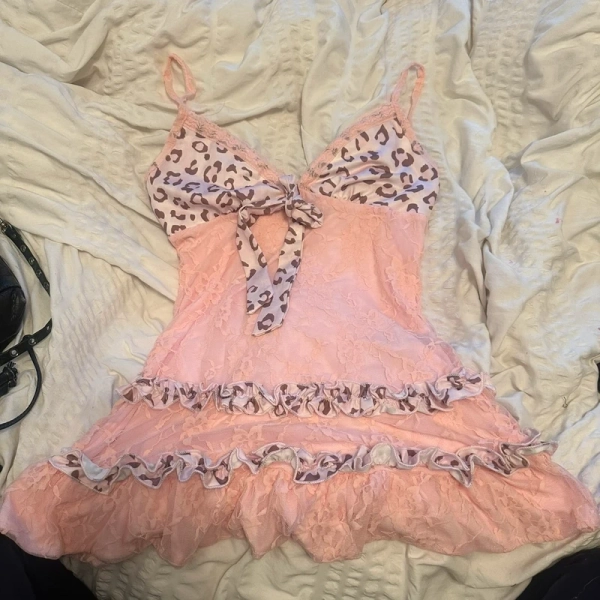Pink cute leopard mini dress y2k