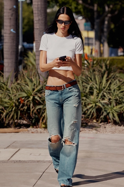 TRF FLARE RIPPED MID-RISE JEANS