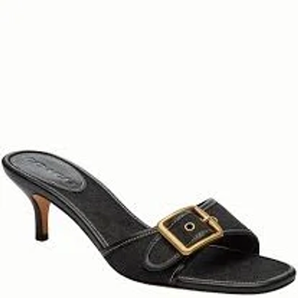 COACH Margot Signature Logo Jacquard Kitten Heel Slide Sandals