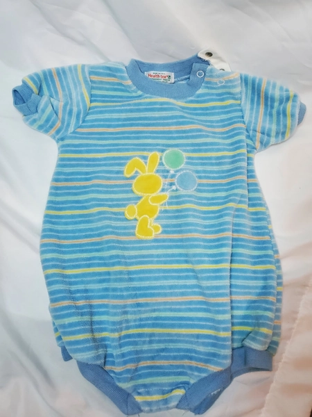 Vintage Health Tex Baby Toddler Terry Cloth Striped Romper Bunny Rabbit 24 Month