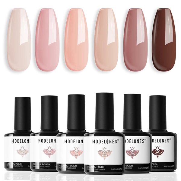 modelones Gel Nail Polish Kit -6 Colors Fall Nude Pink Gel Polish Set Skin Tones Neutral Brown Soak Off Gel Nail Kit Need Nail Lamp Manicure DIY Nail Art Salon Home Gift - Walmart.com