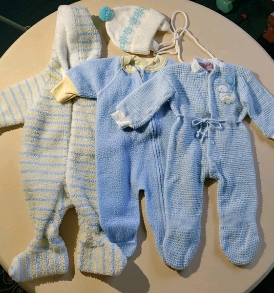 Vintage 90s Baby 0-6 Mos One Pieces Winter Lot of 3 + Hat