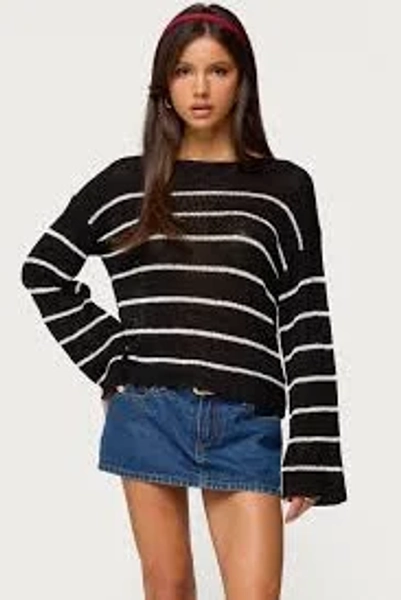 Edikted Women's Striped Drop Shoulder Sweater