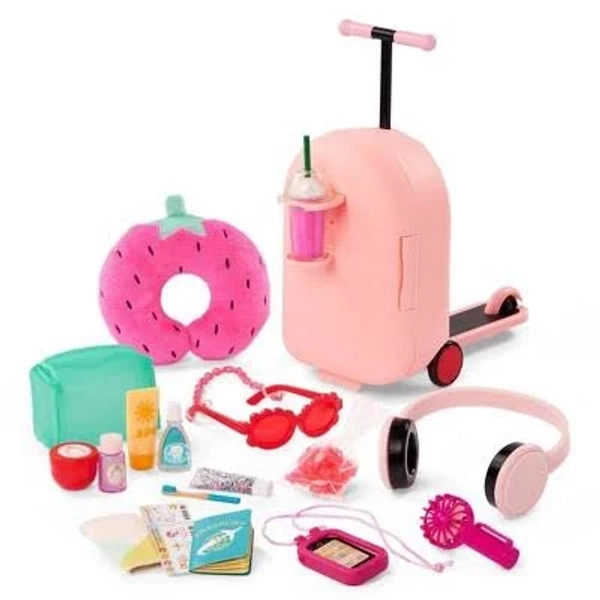 Our Generation Packed for Adventures Luggage Scooter Suitcase Accessories Set