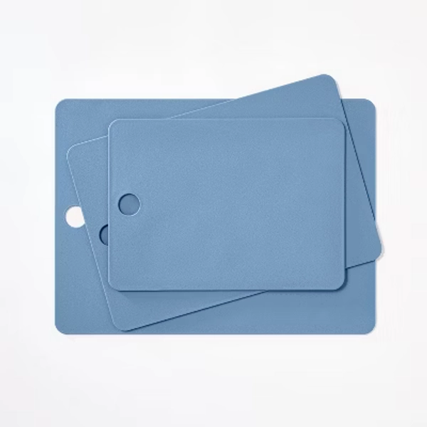 3pc Recycled Poly Essentials Cutting Board Set Blue - Figmint™: Dishwasher-Safe, Small to Large Sizes