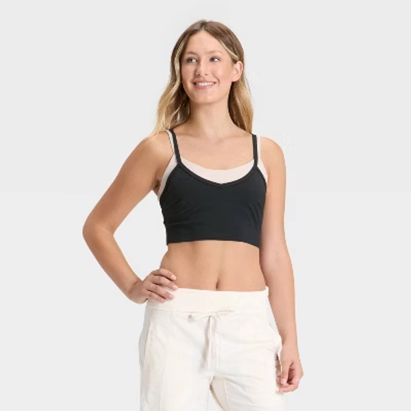 Women's Double Layer Sports Bra - JoyLab™ Black/Tan M