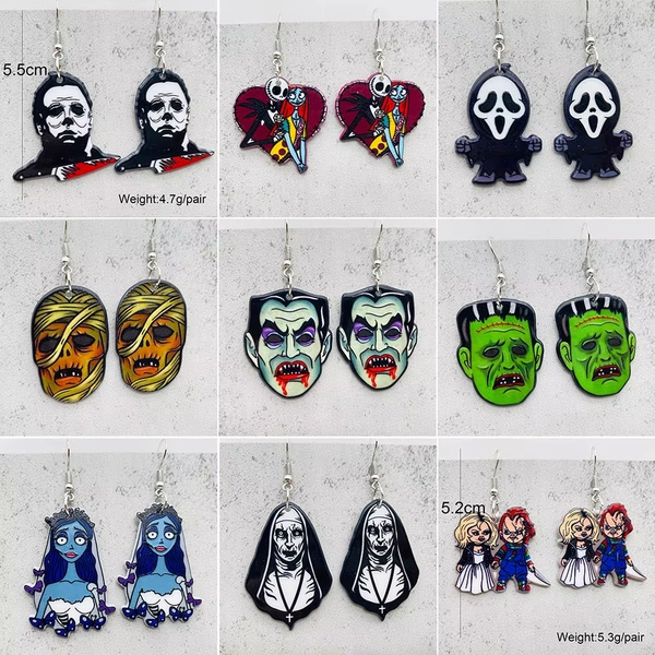 Halloween Horror Movie  Acrylic Drop Earrings for Women All Saints' Day Skeleton Ghost Acrylic Ear Pendants Party Jewelry Gifts - AliExpress 