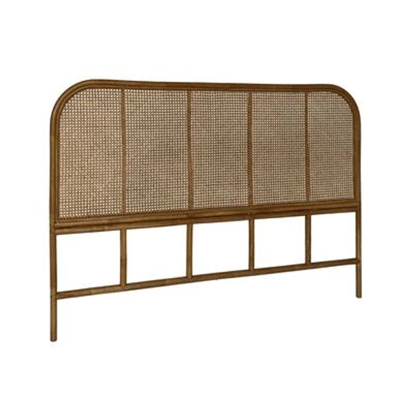 Tête de lit en rotin foncé et cannage, 160cm