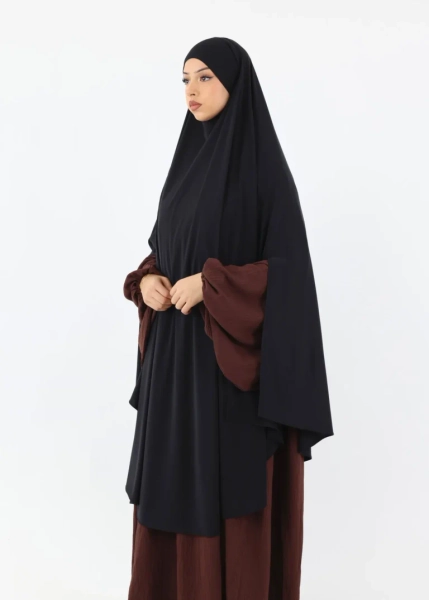 Maxi Cape Premium Jersey Khimar - Black - Ina Collection