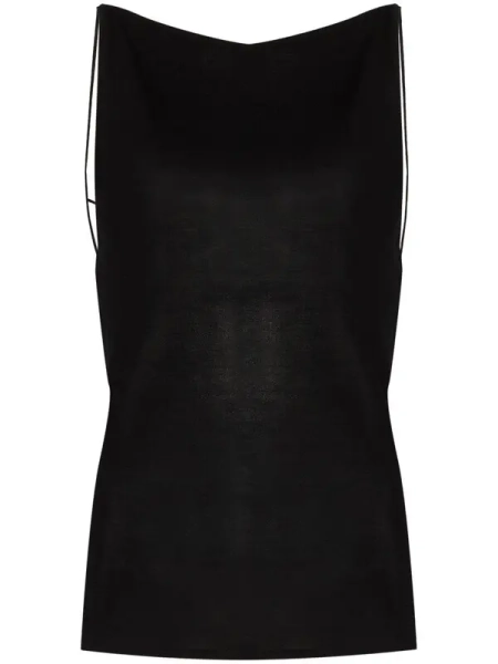 St. Agni Ava Asymmetric Knitted Top In Black - 30% Off | Editorialist