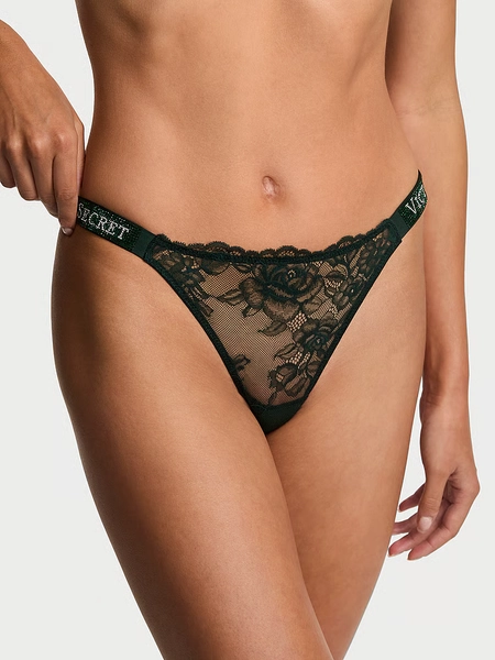 Shine Strap Lace Thong Panty